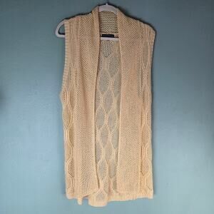 bua//bua Womens Butter Yellow Open Front Sleeveless Duster Large